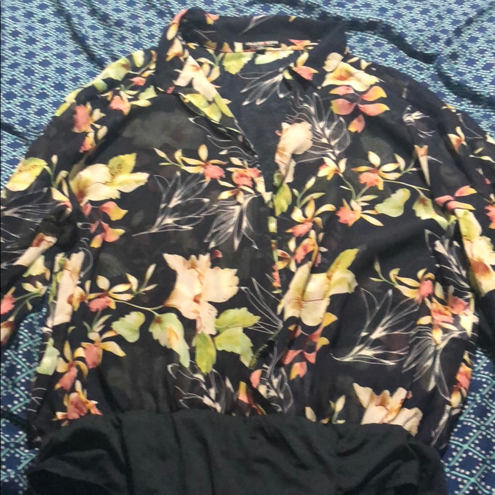 Plus size floral bodysuit